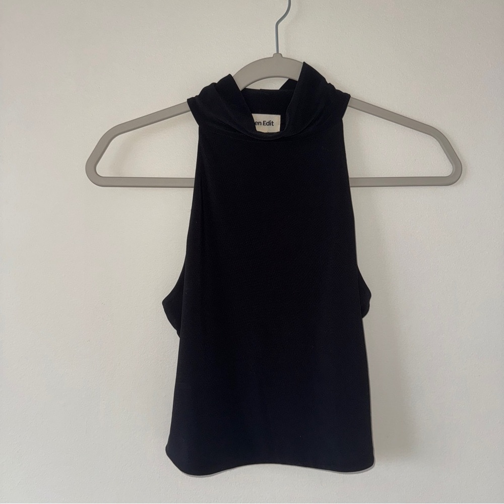 Open Edit Mock High Neck TankTop Black Small